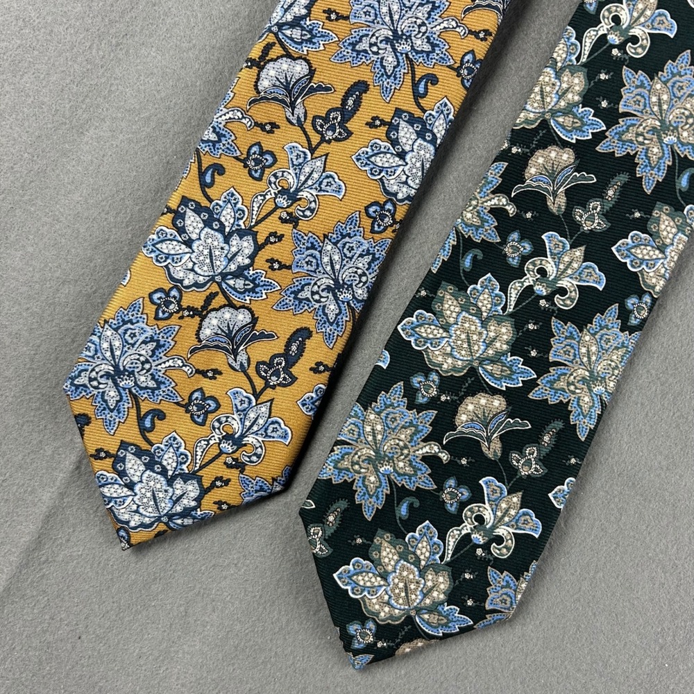 Jos. A. Bank Necktie Lot Men One Size Yellow Green Silk Floral Paisley Reserve